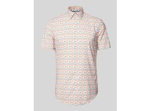 4067557722980 - Slim Fit Business-Hemd mit Allover-Motiv-Print