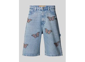 4067557931511 - Jeansshorts mit Ziersteinbesatz und Label-Stitching