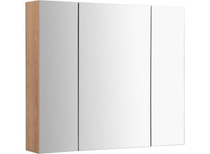 4067601774224 - andas Spiegelschrank Lund Bad Spiegel WC Wandspiegel Badezimmerspiegel ohne LED Badschrank Badezimmerspiegelschrank Spiegel Breite 80cm mit 3 Türen beige