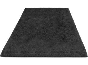 4067602089624 - Hochflor-Teppich MY HOME Silky Teppiche Gr B L 200 cm x 290 cm 33 mm 1 St schwarz Esszimmerteppiche uni besonders weich und kuschelig Wohnzimmer Schlafzimmer waschbar