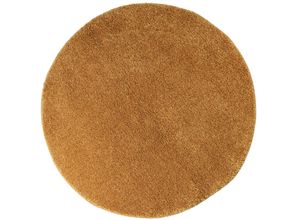 4067602217348 - Teppich HOME AFFAIRE Shaggy 30 Teppiche Gr Ø 190 cm 30 mm 1 St gelb (ockergelb) Esszimmerteppiche Teppich in Uni-Farben besonders weich und kuschelig