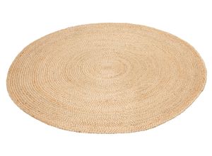 4067602255449 - Teppich MY HOME Naturala Jute-Teppich handgefertigt Teppiche Gr Ø 150 cm 5 mm 1 St beige (natur) Esszimmerteppiche Naturprodukt Jute Boho Wendeteppich Wohnzimmer Esszimmer