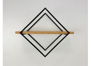 4067602393066 - Wandregal ANDAS Aken schwarz (natur schwarz) B50cm H42cm Massivholz Regale Aus Metall mt Ablagefäche aus massiver Eiche