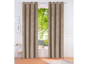 4067602538139 - Vorhang LEGER HOME BY LENA GERCKE Samt Ladina Gardinen Gr 175 cm Ösen 140 cm grau (taupe) Ösen blickdichter Vorhang nachhaltige Gardine Samt Vorhang