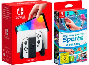 4067602624955 - NINTENDO SWITCH Spielekonsole Switch OLED + Switch Sports Spielekonsolen weiß Switch