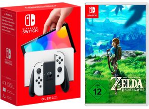 4067602624979 - NINTENDO SWITCH Spielekonsole Switch OLED + The Legend of Zelda Breath the Wild Spielekonsolen weiß Switch