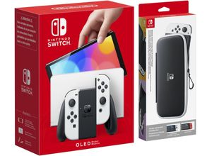 4067602625013 - NINTENDO SWITCH Spielekonsole Spielekonsolen OLED-Modell + Schutzfolie & Tasche weiß Switch