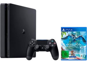 4067602625143 - PLAYSTATION 4 Spielekonsole Slim + Horizon Forbidden West Spielekonsolen schwarz Playstation