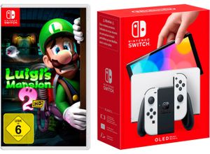 4067602625334 - NINTENDO SWITCH Spielekonsole OLED + Luigis Mansion 2 HD Spielekonsolen weiß Switch