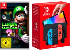 4067602625341 - NINTENDO SWITCH Spielekonsole OLED + Luigis Mansion 2 HD Spielekonsolen schwarz Switch