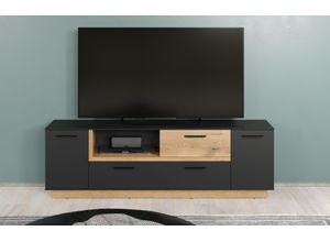4067602717503 - TV-Bank INOSIGN Premont schwarz (anthrazit melamin coast evoke eiche nachbildung) B187cm H59cm T40cm FSC-zertifizierter Holzwerkstoff Sideboards Eleganter zweifarbiger TV-Schrank - Lowboard mit Soft-Close