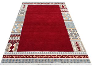 4067602761988 - Wollteppich THEKO Nuno reine Wolle handgearbeitet mit Bordüre Teppiche Gr B L 160 cm x 230 cm 14 mm 1 St rot Schurwollteppiche handgetuftet Wohnzimmer Schlafzimmer Esszimmer auch als Läufer