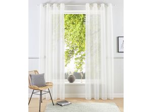 4067602829466 - Gardine MY HOME XANA mit Ösen Kräuselband oder Schlaufen Gr 4 beige (creme) B140cm H245cm Voile Polyester Gardinen Bestseller einfarbig 1 bzw 2 Schals pflegeleicht Schal