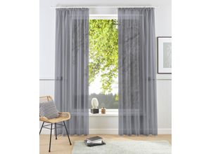 4067602829473 - Gardine MY HOME Xana Gr 3 grau B140cm H225cm Polyester Polyester Gardinen einfarbig transparent 2-er Set gewebt unifarben pflegeleicht