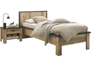 4067602876514 - Bettanlage HOME AFFAIRE SHERWOOD Schlafzimmermöbel-Sets Gr B H T 170 cm x 93 cm x 213 cm B H 90 cm x 200 cm braun (old style hell dekor) Home Affaire Liegefläche Bett 90x200cm Nachttisch mit 1 Schublade