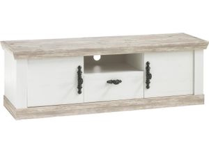 4067602878174 - TV-Board HOME AFFAIRE Florenz Sideboards Gr B H T 156 cm x 51 cm x 44 cm weiß (pinie weiß) TV-Lowboards im romantischen Landhaus-Look Fernsehtisch Breite 156 cm