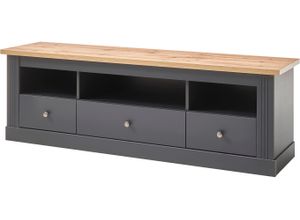 4067602880573 - Lowboard HOME AFFAIRE Westminster Sideboards Gr B H T 160 cm x 52 cm x 40 cm grau (grau dunkel applikation wotan eiche dekor) Lowboards im angesagten Landhaus-Look