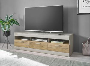 4067602883604 - Lowboard INOSIGN SCARA Sideboards Gr B H T 150 cm x 46 cm x 45 cm 3 grau (kieselgrau) Lowboards mit Applikation Zinneiche Dekor Breite 150 cm Softclose-Funktion