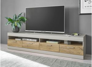 4067602883611 - Lowboard INOSIGN SCARA Sideboards Gr B H T 200 cm x 46 cm x 45 cm 4 grau (kieselgrau) Lowboards mit Applikation Zinneiche Dekor Breite 200 cm Softclose-Funktion