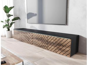 4067602899230 - Lowboard INOSIGN Vera Sideboards Gr B H T 180 cm x 30 cm x 33 cm gefräste Front schwarz (graphite matt votan eichefarben gefräst) Lowboards Breite 180 cm mit besonderer Strukturfront stehend und hängend