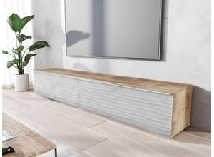 4067602899247 - Lowboard INOSIGN Vera Sideboards Gr B H T 180 cm x 30 cm x 33 cm geriffelte Front grau (kastanie eichefarben betonfarben geriffelt) Lowboards Breite 180 cm mit besonderer Strukturfront stehend und hängend