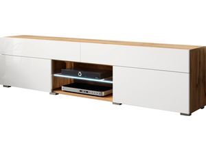 4067602899919 - Lowboard INOSIGN Carrera Sideboards Gr B H T 180 cm x 454 cm x 33 cm matt-hochglanz 2 braun (eichefarben votan weiß hochglanz) Lowboards Breite 180 cm