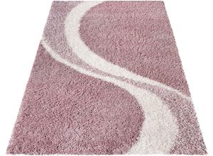 4067602915404 - Hochflor-Teppich MY HOME Fantasy Teppiche Gr B L 120 cm x 170 cm 30 mm 1 St rosa (altrosa) Esszimmerteppiche Luxus Hochflor Shaggy modernes Design weich & kuschelig