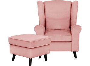 4067602919105 - Sessel HOME AFFAIRE CHISTELLE Gr Samtoptik mit Hocker B H T 81 cm x 99 cm x 87 cm rosa Home Affaire Ohrensessel auch in Bouclé BTH 818799 cm