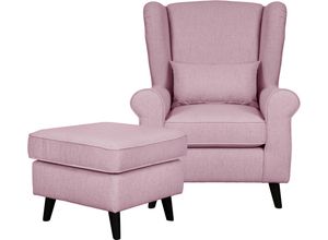 4067602919112 - Sessel HOME AFFAIRE CHISTELLE Gr Struktur fein mit Hocker B H T 81 cm x 99 cm x 87 cm rosa Home Affaire Ohrensessel auch in Bouclé BTH 818799 cm