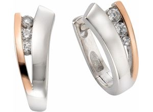 4067602929074 - Paar Creolen FIRETTI Schmuck Geschenk Silber 925 poliert rhodiniert Bicolor Ohrringe Gr Silber 925 (Sterlingsilber) rosegold (silber 925 roségoldfarben kristallweiß) Damen Creolen mit Zirkonia (synth)