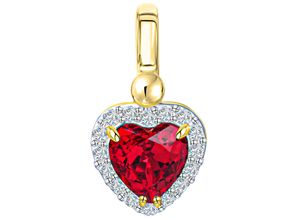 4067602929418 - Herz-Anhänger FIRETTI Schmuck Geschenk Gold 375 Halsschmuck Anhänger Herz Schmuckanhänger Gr Gelbgold 375 092 g rot (gelbgoldfarben weißgoldfarben rot kristallweiß kristallweiß) Damen Anhänger zu Kleid Shirt Jeans Sneaker Anlass Geburtstag Weihnachten