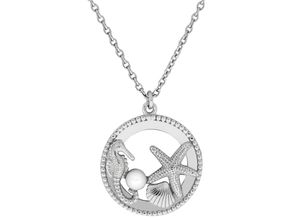 4067602940857 - Kette mit Anhänger FIRETTI Schmuck Geschenk Silber 925 Halsschmuck Halskette Ankerkette Maritim Halsketten Gr Silber 925 (Sterlingsilber)-Perlen Länge 45 cm Breite 11 mm bunt (silberfarben weiß) Damen Ketten mit Anhänger Süßwasserzuchtperle