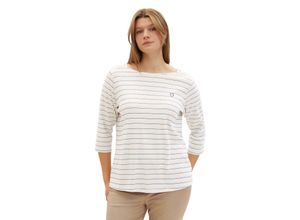 4067672052825 - Große Größen Ringelshirt mit U-Boot-Ausschnitt und 3 4-Arm offwhite gestreift Gr46