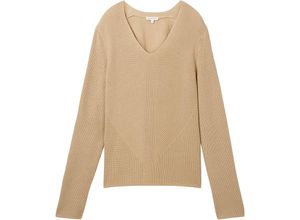 4067672127981 - TOM TAILOR Strickpullover V-Ausschnitt für Damen beige XS