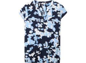 4067672213493 - TOM TAILOR plus Shirtbluse Split-Neck Allover-Print für Damen blau 46