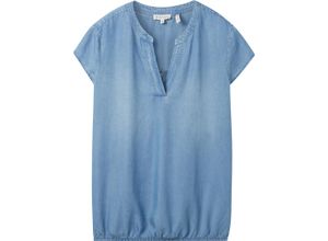 4067672556927 - TOM TAILOR Bluse Denim-Optik Split-Neck für Damen blau 40