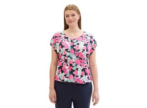 4067672702447 - Große Größen Crinkle-Shirt mit floralem Alloverprint pink gemustert Gr48