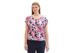 4067672702478 - Große Größen Crinkle-Shirt mit floralem Alloverprint pink gemustert Gr50