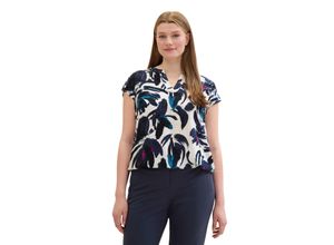 4067672744393 - Große Größen Tunika mit Alloverdruck und elastischem Saum dunkelblau gemustert Gr52