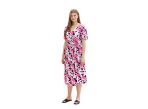 4067672764315 - Große Größen Midikleid mit Blumenprint und Bindeband pink gemustert Gr48