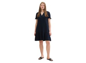 4067672766371 - TOM TAILOR plus Shirtkleid Volantrock Split-Neck für Damen blau 52