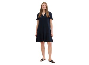 4067672766418 - Große Größen Kleid aus Musselin mit Volant am Saum marine Gr44