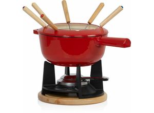 4067673004625 - Mahlzeit - 13-teiliges Gusseisen Fondue Set für 6 Personen 2 l emailliert mit Brenner und Gabeln