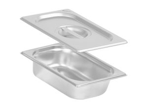 4067673007275 - Gn Behälter 1 4 mit Deckel Höhe 65 mm Edelstahl Wärmebehälter Geeignet für Chafing Dish - Mahlzeit