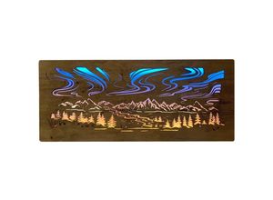 4067794009356 - WohndesignPlus LED-Bild LED-Wandbild Polarlicht RGBW 120cm x 50cm mit Akku Bat