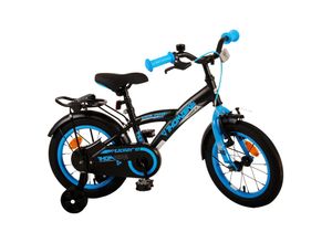 4067872152585 - TPFSports Thombike Kinderfahrrad - Jungen - 14 Zoll - Rücktritt + Handbremse - Schwarz Blau