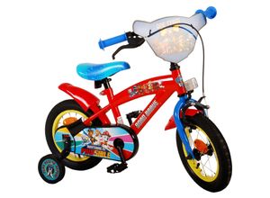 4067872154848 - TPFSports Paw Patrol Kinderfahrrad - Jungen - 12 Zoll - Rücktritt + Handbremse - Rot