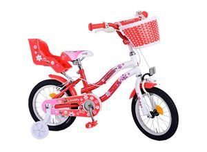 4067872156040 - TPFSports Lovely Kinderfahrrad - Mädchen - 14 Zoll - 2 Handbremsen - Rot Weiß