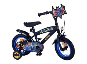 4067872156613 - TPFSports DC Batman Kinderfahrrad - Jungen - 12 Zoll - Rücktritt + Handbremse- Schwarz