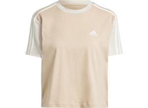 4067886391185 - adidas T-Shirt cropped Baumwolle für Damen beige M